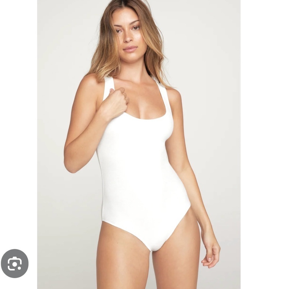NWT Good American Bodysuit Ivory Ribbed Scoop Neck Plus Size 7 3XL 4XL 4X NEW